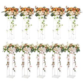 10PCS 23.6inch High Wedding Flower Stand, With Acrylic Laminate,Acrylic Vase Column Geometric Centerpiece Stands
