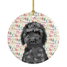 Doodle Black #2 Christmas Ceramic Ornament Christmas Tree Hanging Decorations for Home Christmas Holiday, Party, Gift, 3 in, Multicolor