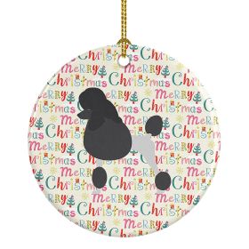 Poodle Merry Christmas Ceramic Ornament Christmas Tree Hanging Decorations for Home Christmas Holiday, Party, Gift, 3 in, Multicolor