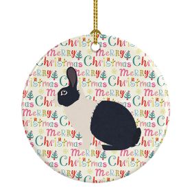 Dutch Rabbit Christmas Ceramic Ornament Christmas Tree Hanging Decorations for Home Christmas Holiday, Party, Gift, 3 in, Multicolor