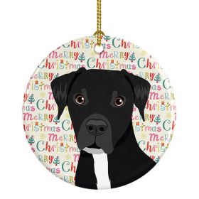 Pit Bull Black #1 Christmas Ceramic Ornament Christmas Tree Hanging Decorations for Home Christmas Holiday, Party, Gift, 3 in, Multicolor