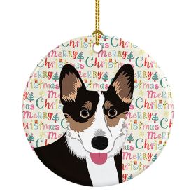 Pembroke Welsh Corgi Tricolor Black-Headed #2 Christmas Ceramic Ornament Christmas Tree Hanging Decorations for Home Christmas Holiday, Party, Gi