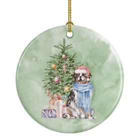 Australian Shepherd Christmas Presents and Tree Ceramic Ornament Christmas Tree Hanging Decorations for Home Christmas Holiday, Party, Gift, 3 in