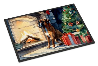 Boxer Cozy Christmas Doormat Front Door Mat Indoor Outdoor Rugs for Entryway, Non Slip Washable Low Pile, 24H X 36W