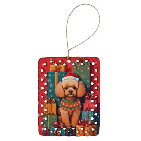 Poodle Holiday Christmas Porcelain Ornament Christmas Tree Hanging Decorations for Home Christmas Holiday, Rectangle, Gift, Multicolor