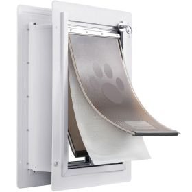 Pet Door, 12.28" x 17.13" Metal Frame with Lock and 3-Flap System Weatherproof Doggy Door, Easy to Install in Interior or Exterior Walls