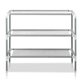 3 Tier Non Woven Fabric & Steel Shoe Rack,Stackable Shoe Rack Storage Shelves,Vertical Shoe Tower Stand,Space Saver Shoe Storage Shelf,with Metal (Option: Gray)