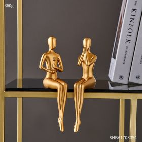 Abstract Golden Sculpture & Figurines for Interior Resin Figure Statue Modern Home Decor Desk Accessories Nordic Room Decoration (Color: 2PCS-LOVE)