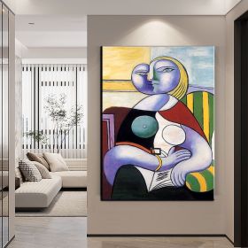 Hand Painted Oil Painting Pablo Picasso the Original Painting A woman who reads Living Room Hallway Bedroom Luxurious Decorative Painting (style: 01, size: 60X90cm)