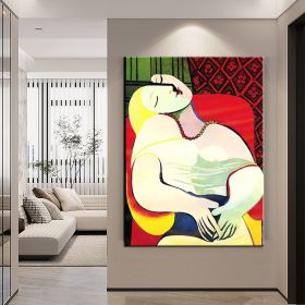 Hand Painted Oil Painting Pablo Picasso After the Original Painting Small the Dream Living Room Hallway Bedroom Luxurious Decorative Painting (style: 01, size: 50X70cm)